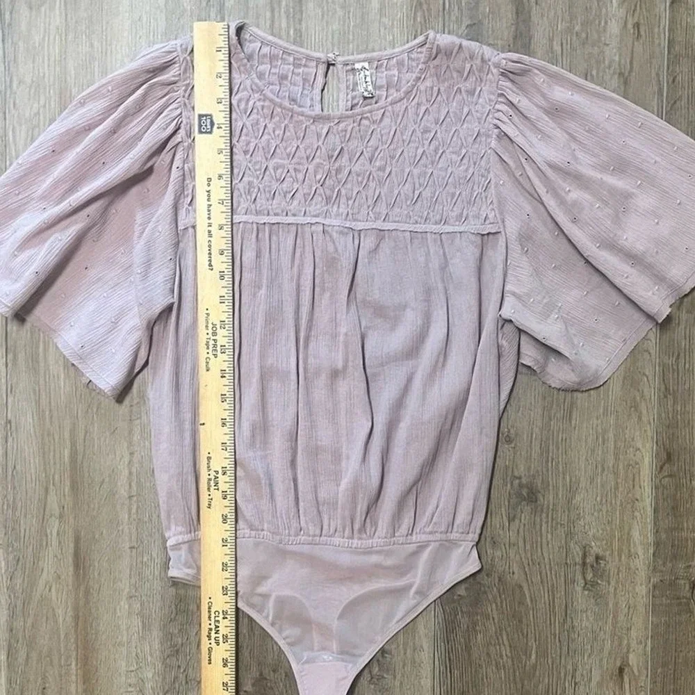Free‎ People Intimately Bodysuit Perfect Catch Flutter Sleeve Shirt Womens XS